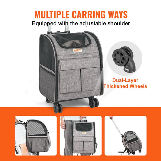 JW-XB21212519 - Lightweight Airline-Approved Rolling Pet Carrier for Pets Under 18lbs