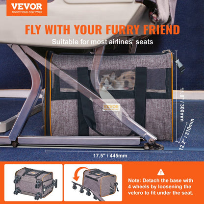 JW-XB21212255 - Rolling Cat Carrier with 360-Degree Wheels for Air Travel