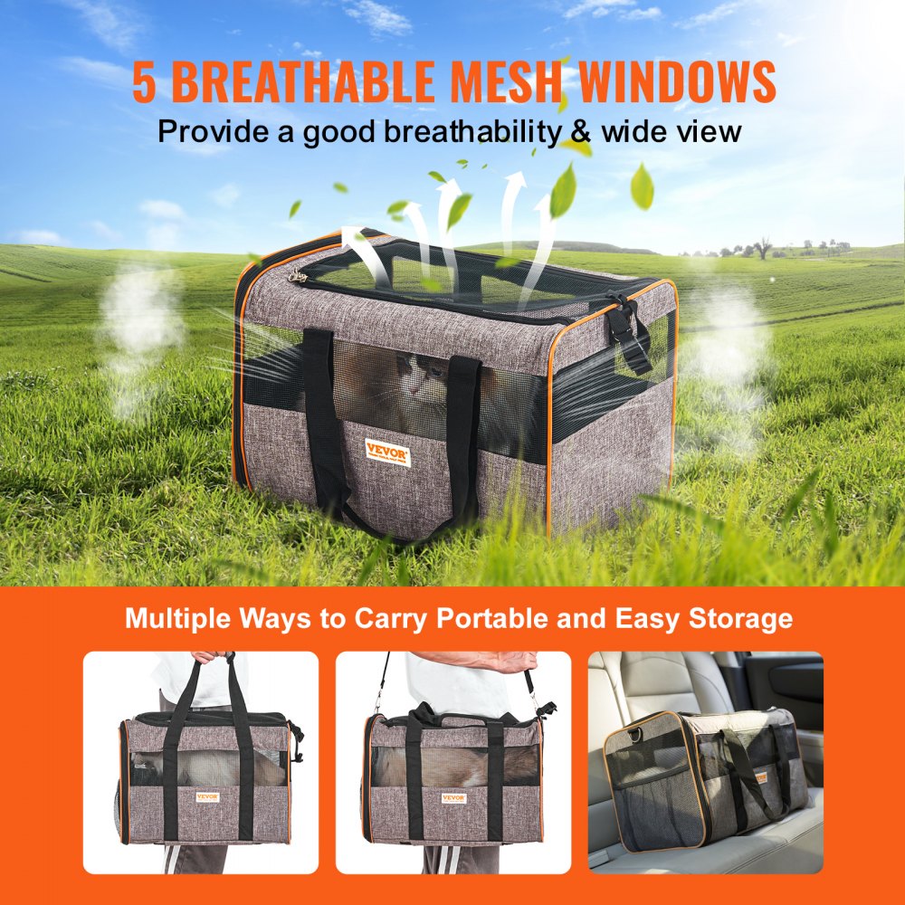 JW-XB21212255 - Rolling Cat Carrier with 360-Degree Wheels for Air Travel