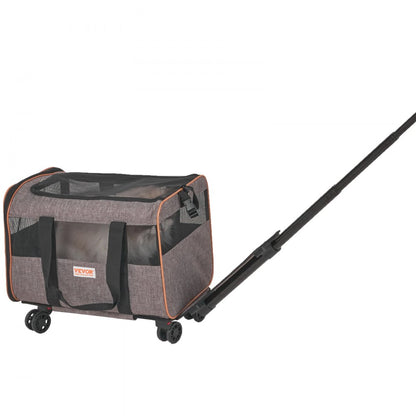 JW-XB21212255 - Rolling Cat Carrier with 360-Degree Wheels for Air Travel
