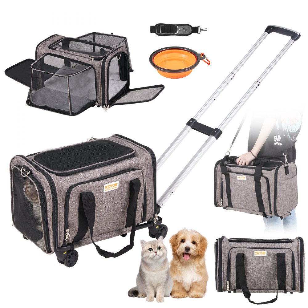 JW-XB21212517(8A04CJ-C3) - Airline Approved 25lbs Rolling Cat Carrier with Wheels
