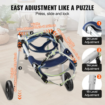 SS2-L - Lightweight Aluminum Dog Wheelchair for 48-88 lbs Pets