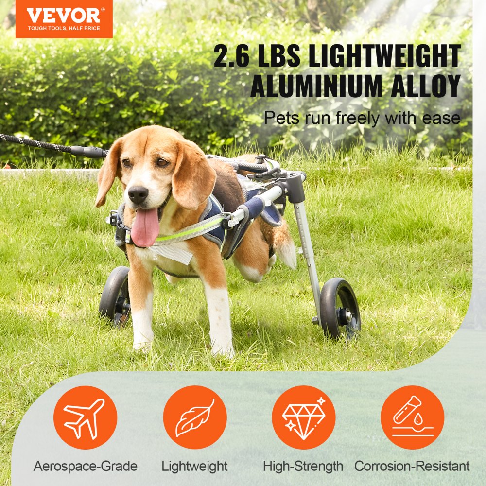 SS2-XS - Lightweight Adjustable Dog Wheelchair for Back Legs, 2.6lbs