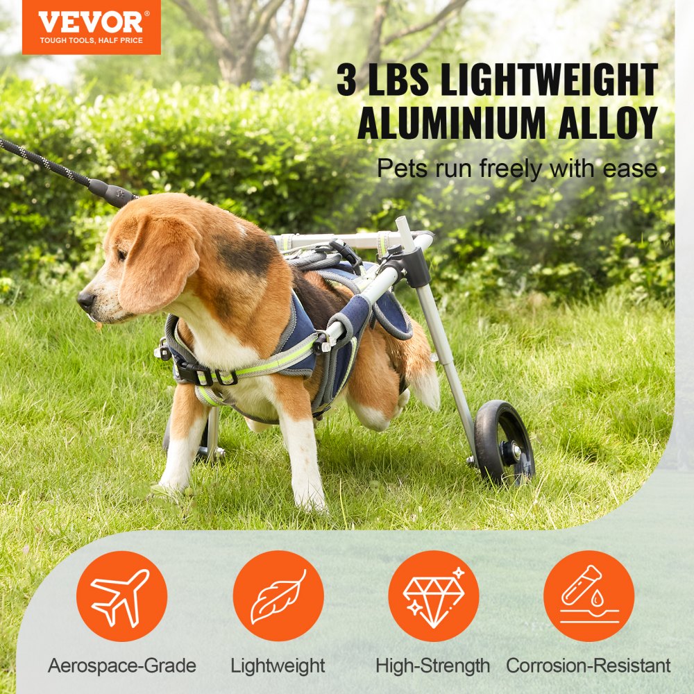 SS2-S - Lightweight 3lbs Adjustable Dog Wheelchair for Mobility and Comfort
