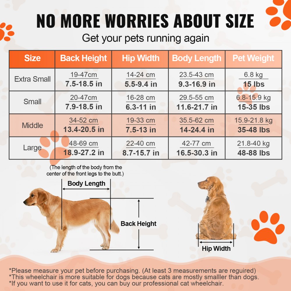 SS2-M - Lightweight Adjustable Dog Wheelchair for Back Legs, 5.5lbs