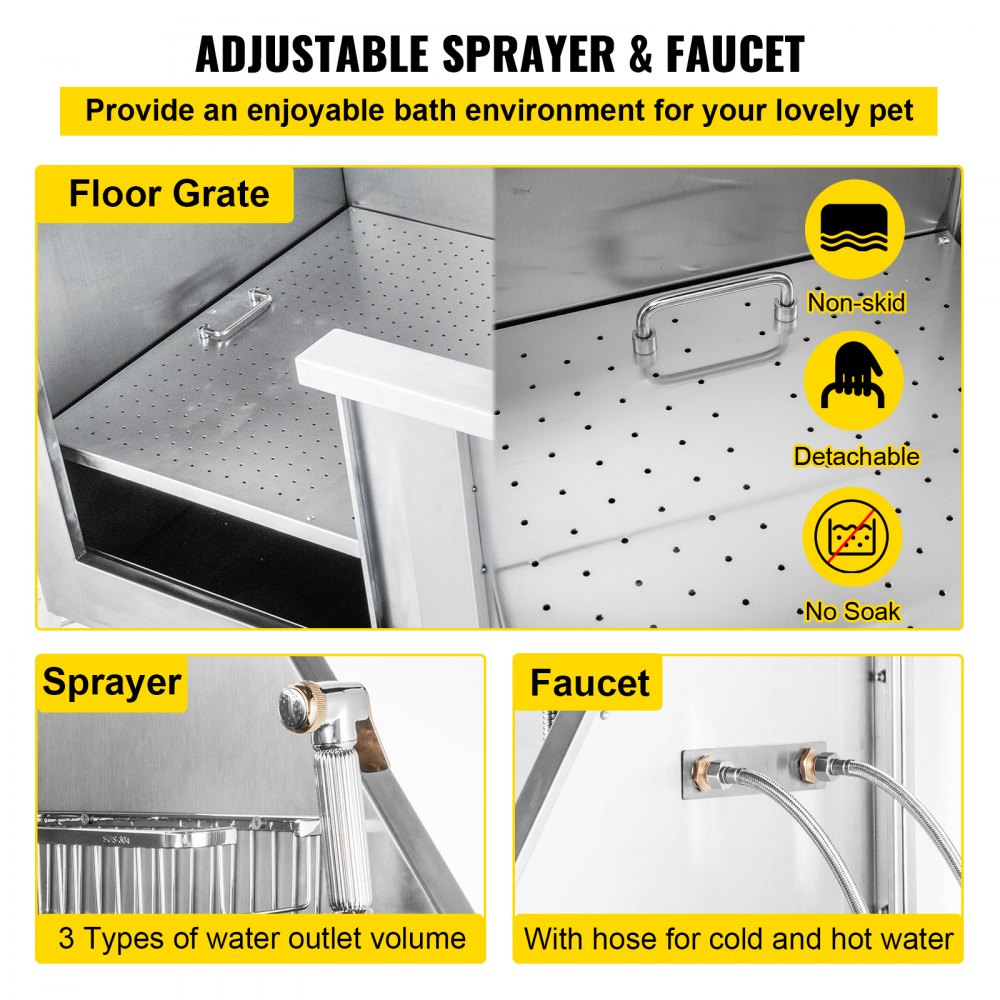 010738317067 - 50 Inch Durable Stainless Steel Dog Grooming Bath Tub