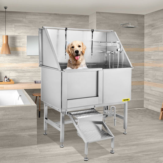 010738317067 - 50 Inch Durable Stainless Steel Dog Grooming Bath Tub