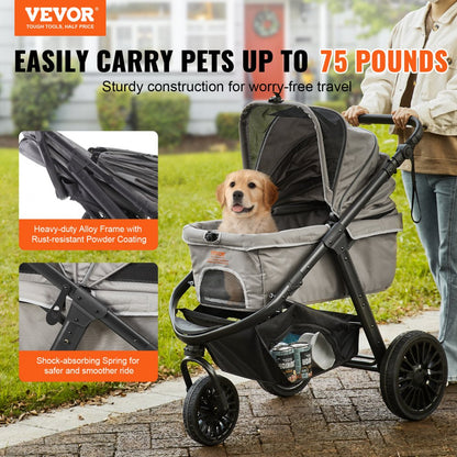 G5 - 75 lbs VEVOR Pet Stroller with 360° Wheels & Adjustable Handle