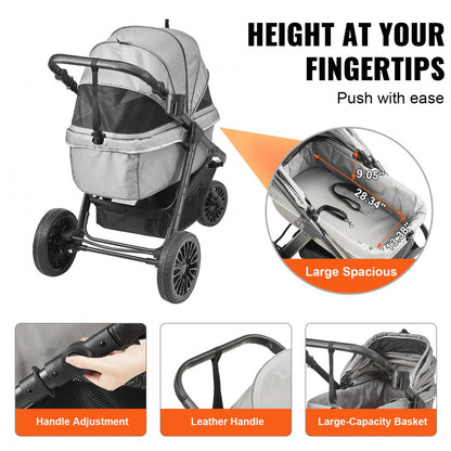 G5 - 75 lbs VEVOR Pet Stroller with 360° Wheels & Adjustable Handle