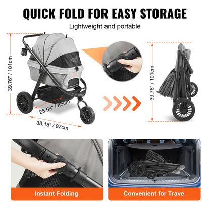 G5 - 75 lbs VEVOR Pet Stroller with 360° Wheels & Adjustable Handle