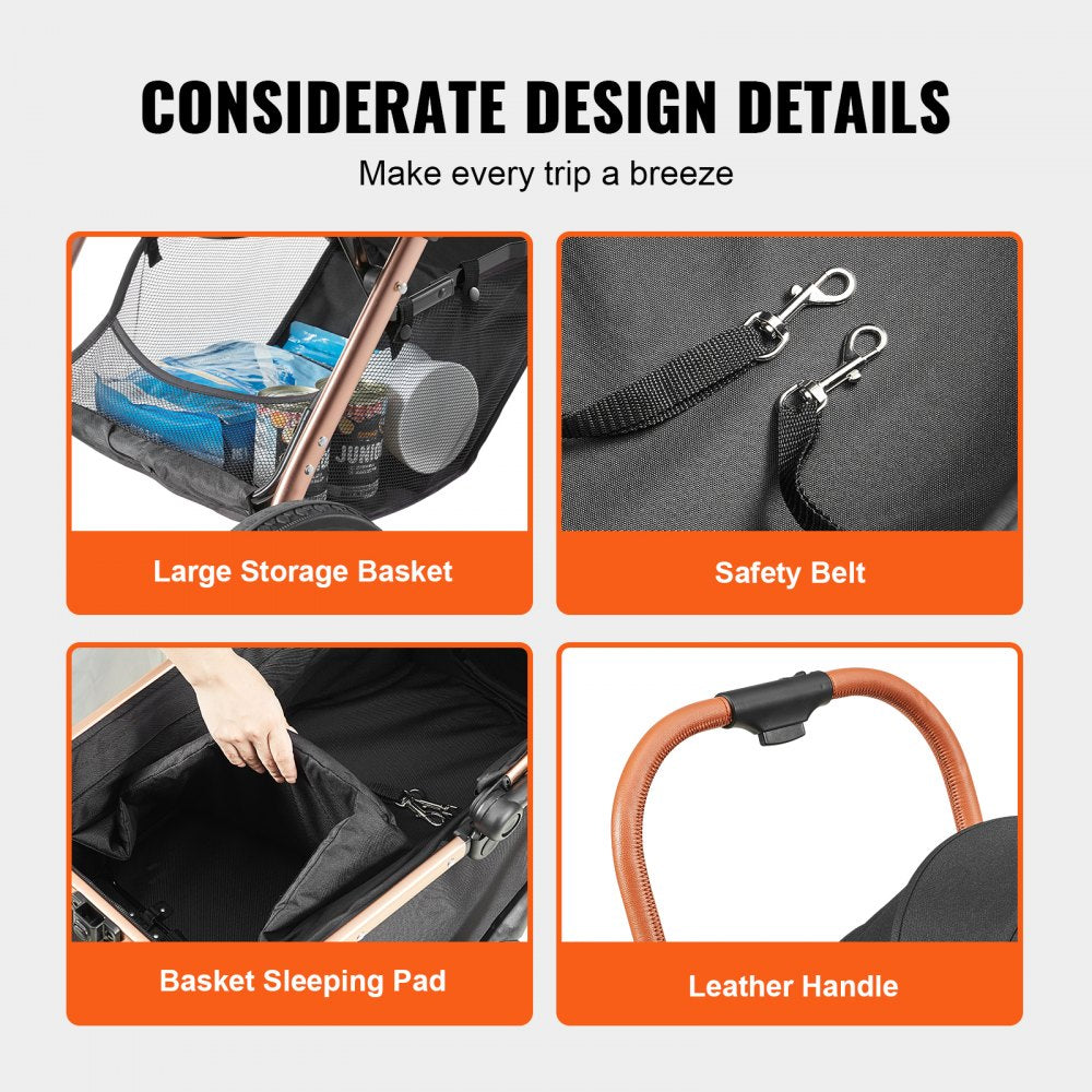 G10A - Stylish 4-Wheel Pet Stroller with Retractable Canopy for 66 lbs Pets