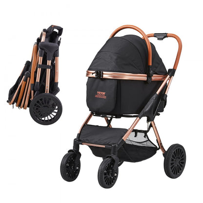 G10A - Stylish 4-Wheel Pet Stroller with Retractable Canopy for 66 lbs Pets