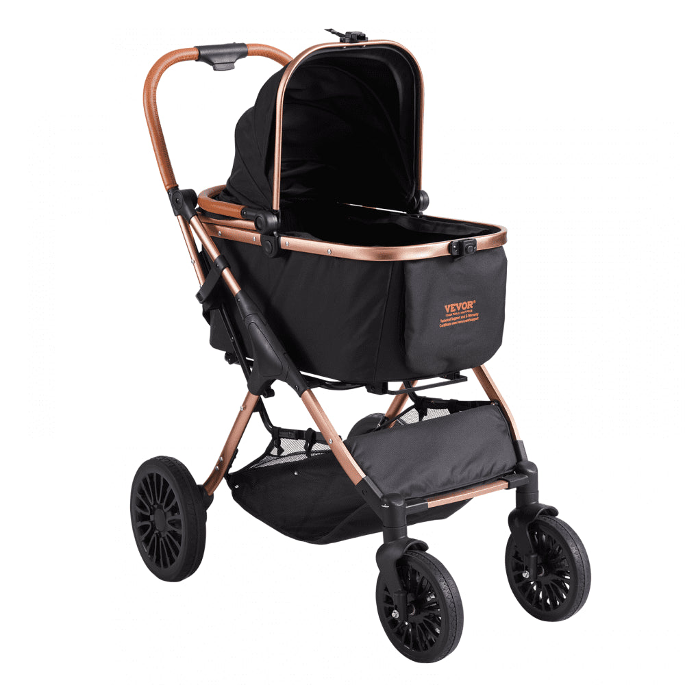 G10A - Stylish 4-Wheel Pet Stroller with Retractable Canopy for 66 lbs Pets
