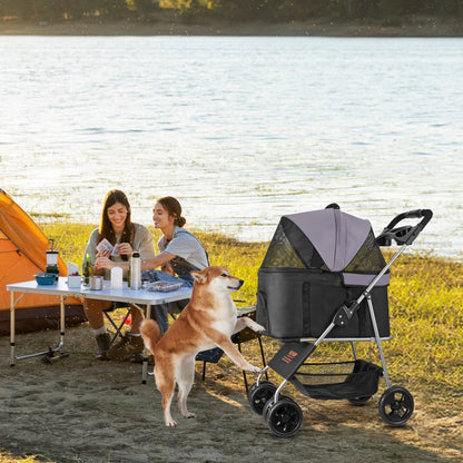GS302 - 600D Oxford Pet Stroller, 35lbs Capacity, 4 Wheels