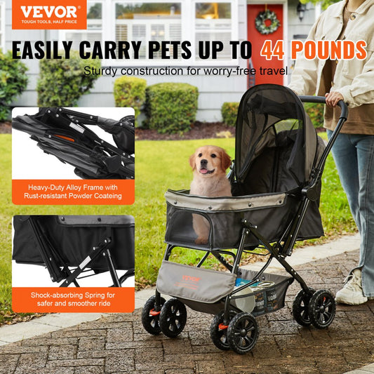 DTC-608 - VEVOR Lightweight Pet Stroller with Retractable Canopy for Travel