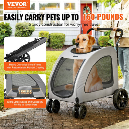 DTC-909 - Durable Pet Stroller with 360° Wheels and Adjustable Handle