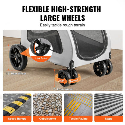 DTC-909 - Durable Pet Stroller with 360° Wheels and Adjustable Handle