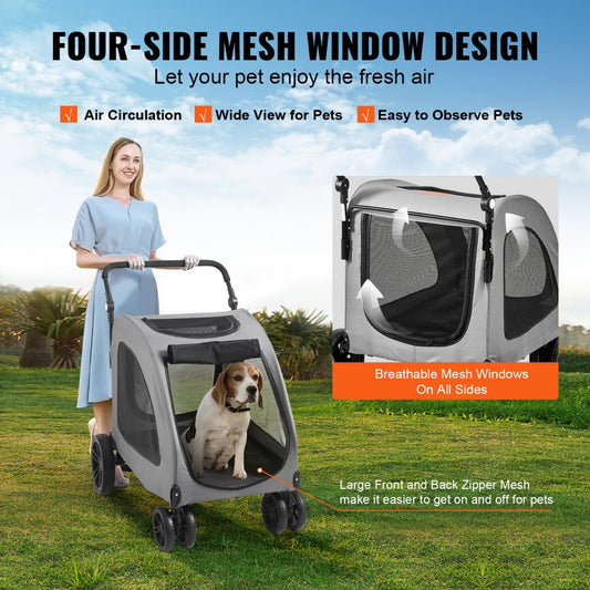 DTC-909 - Durable Pet Stroller with 360° Wheels and Adjustable Handle