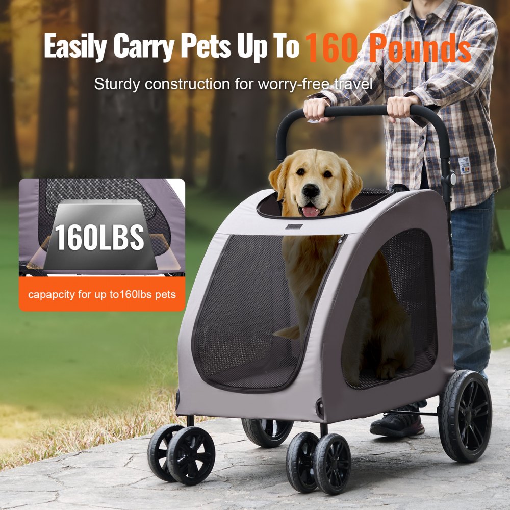 DTC-909 - Durable 4-Wheel Pet Stroller for Safe Travel, 160 lbs Capacity