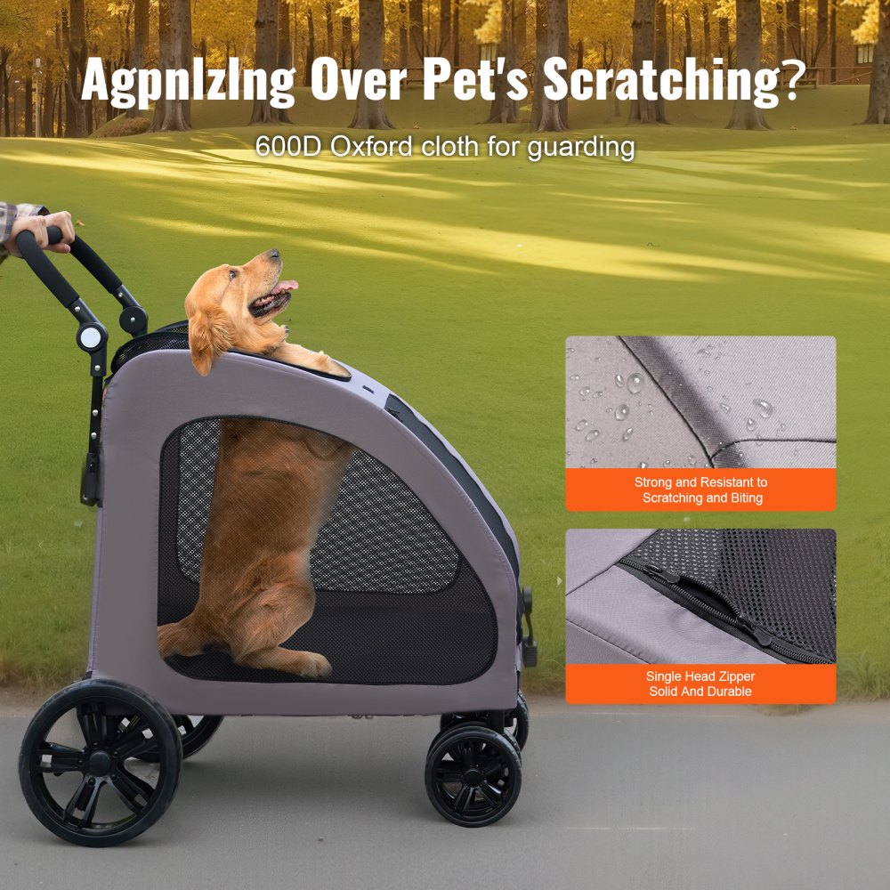 DTC-909 - Durable 4-Wheel Pet Stroller for Safe Travel, 160 lbs Capacity