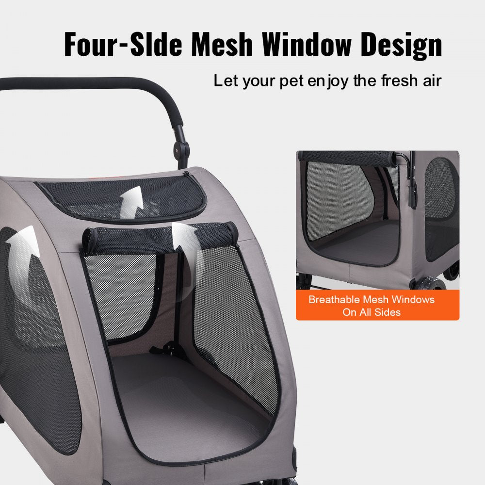 DTC-909 - Durable 4-Wheel Pet Stroller for Safe Travel, 160 lbs Capacity