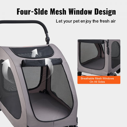 DTC-909 - Durable 4-Wheel Pet Stroller for Safe Travel, 160 lbs Capacity