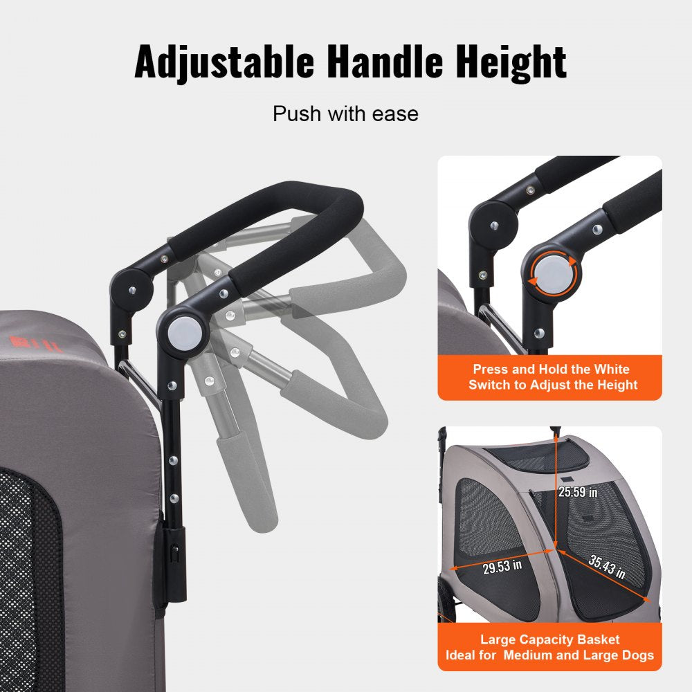 DTC-909 - Durable 4-Wheel Pet Stroller for Safe Travel, 160 lbs Capacity