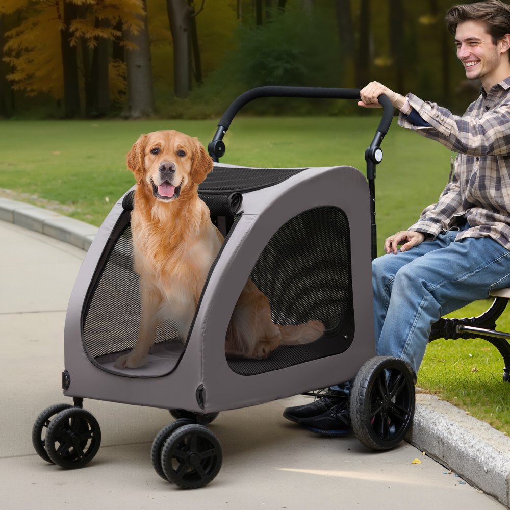 DTC-909 - Durable 4-Wheel Pet Stroller for Safe Travel, 160 lbs Capacity