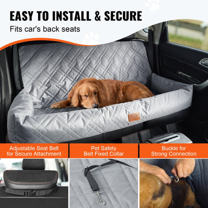 JBS-PCS-002-GRAY - Elevated Dog Car Seat for Pets up to 100 lbs