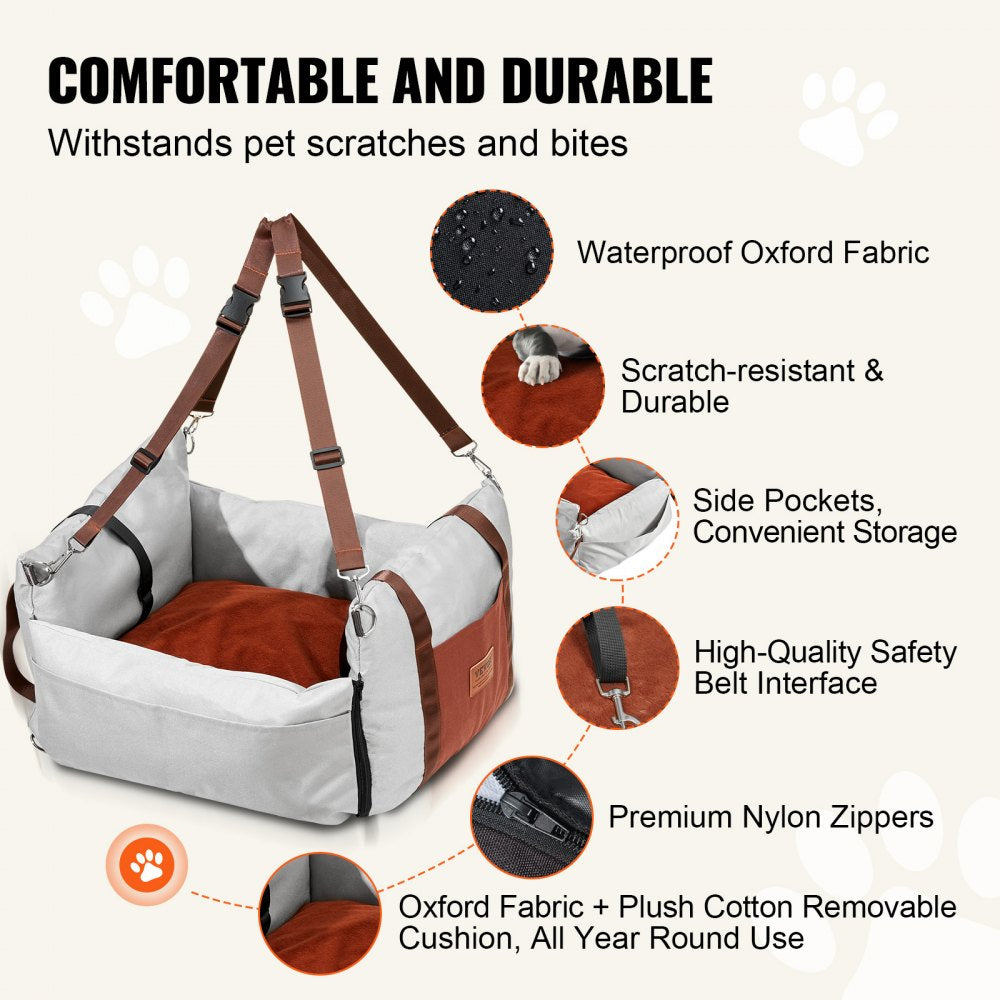 JBS-PCS-004-GRAY - Waterproof Dog Booster Seat for Comfortable Travel (up to 25lbs)