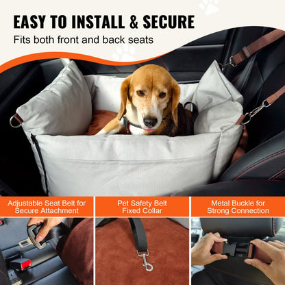 JBS-PCS-004-GRAY - Waterproof Dog Booster Seat for Comfortable Travel (up to 25lbs)