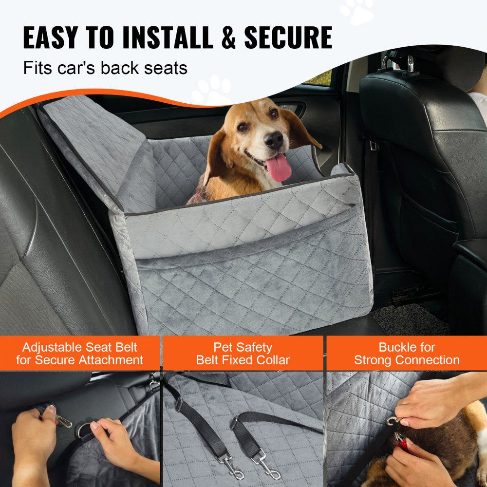 JBS-PCS-001-GRAY - Comfortable Dog Booster Car Seat for Pets up to 55 lbs