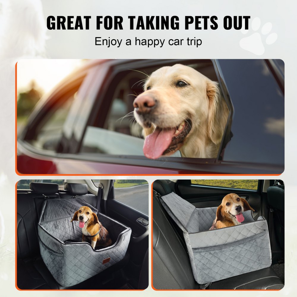 JBS-PCS-001-GRAY - Comfortable Dog Booster Car Seat for Pets up to 55 lbs