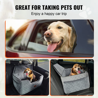 JBS-PCS-001-GRAY - Comfortable Dog Booster Car Seat for Pets up to 55 lbs