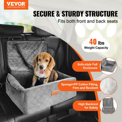 JBS-PCS-003-GRAY - Elevated Dog Car Seat for Dogs Up to 40 lbs