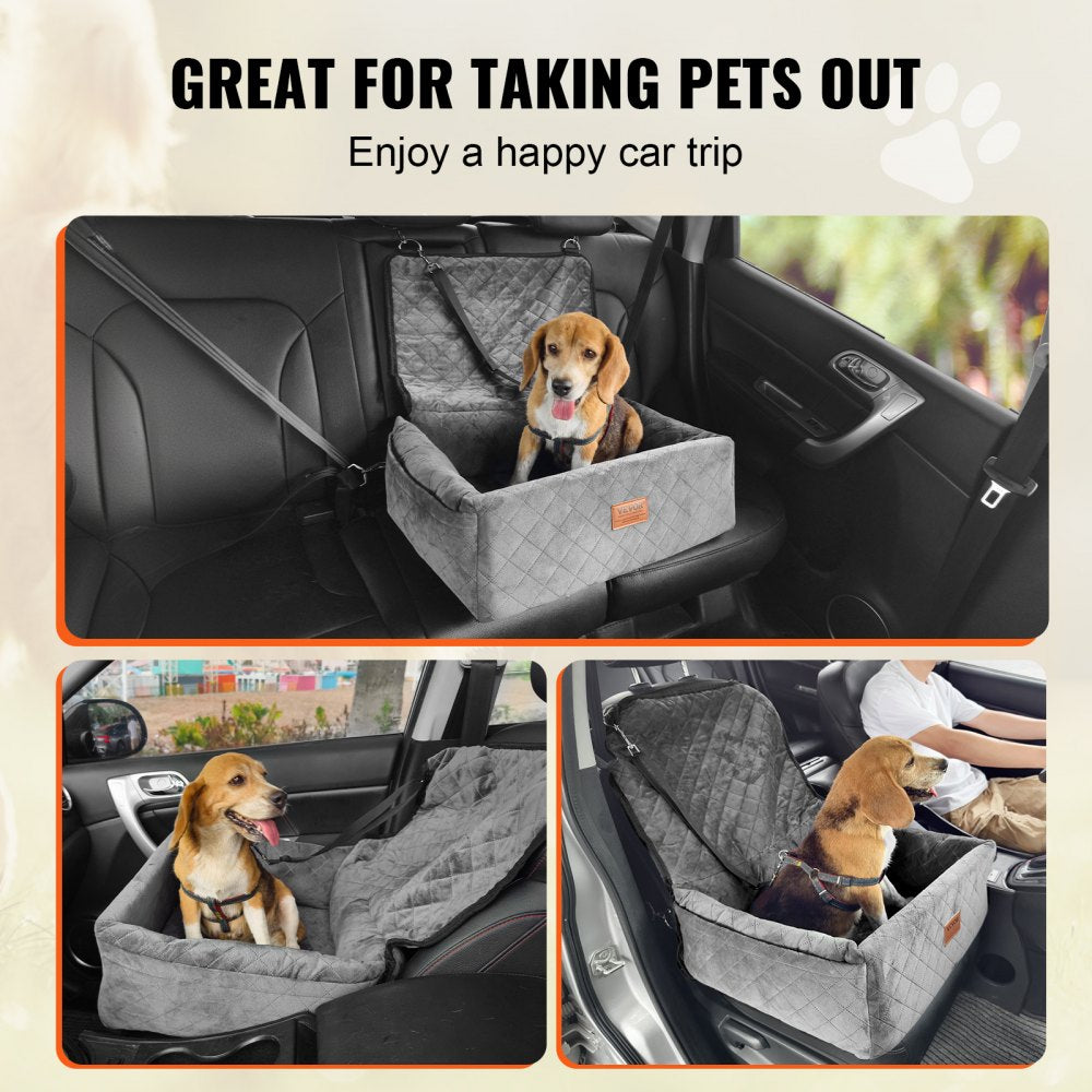 JBS-PCS-003-GRAY - Elevated Dog Car Seat for Dogs Up to 40 lbs