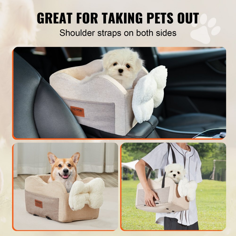 JBS-PCS-005-LIGHT BROWN - VEVOR Waterproof Dog Console Seat for 8 lbs Pet
