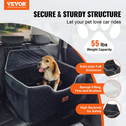 JBS-PCS-001-BLACK - Comfortable Dog Booster Car Seat for Pets up to 55 lbs