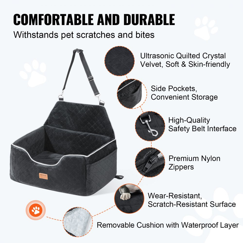 JBS-PCS-001-BLACK - Comfortable Dog Booster Car Seat for Pets up to 55 lbs