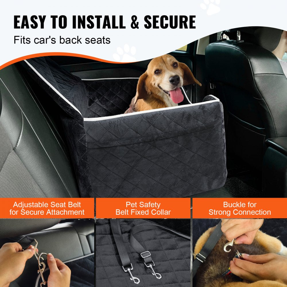 JBS-PCS-001-BLACK - Comfortable Dog Booster Car Seat for Pets up to 55 lbs