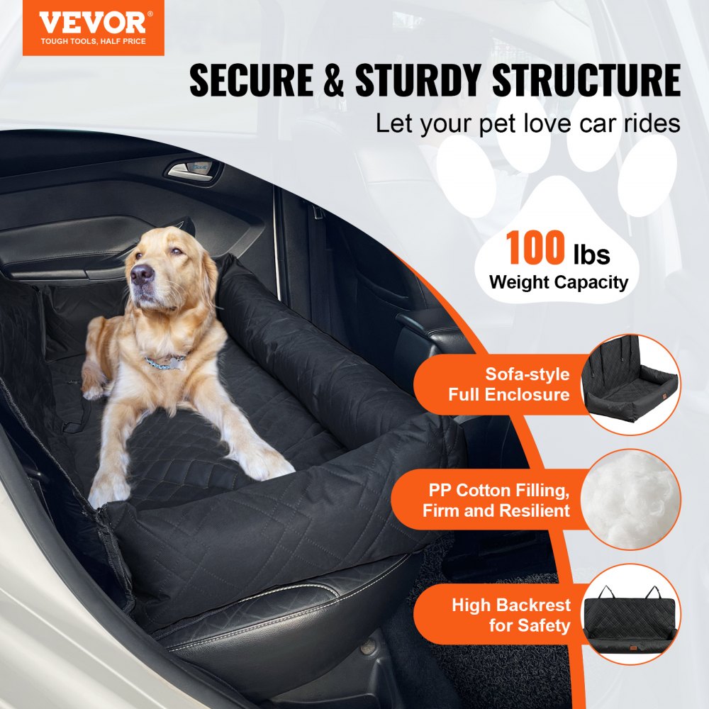 JBS-PCS-002-BLACK - Soft Media Car Booster Seat for Large Dogs up to 100 lbs