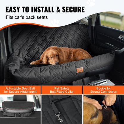 JBS-PCS-002-BLACK - Soft Media Car Booster Seat for Large Dogs up to 100 lbs