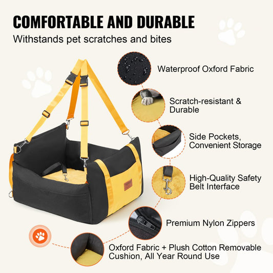 JBS-PCS-004-BLACK - Waterproof Dog Booster Car Seat for Pets up to 25lbs