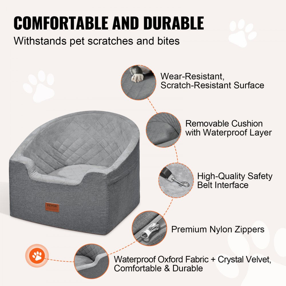 JBS-PCS-006-DARK GRAY - Comfortable Dog Booster Car Seat for Pets up to 55 lbs