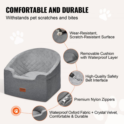 JBS-PCS-006-DARK GRAY - Comfortable Dog Booster Car Seat for Pets up to 55 lbs