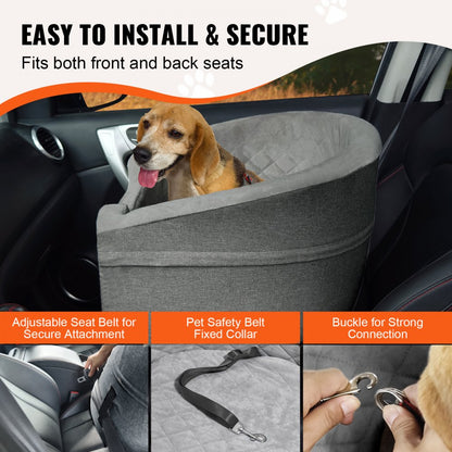 JBS-PCS-006-DARK GRAY - Comfortable Dog Booster Car Seat for Pets up to 55 lbs