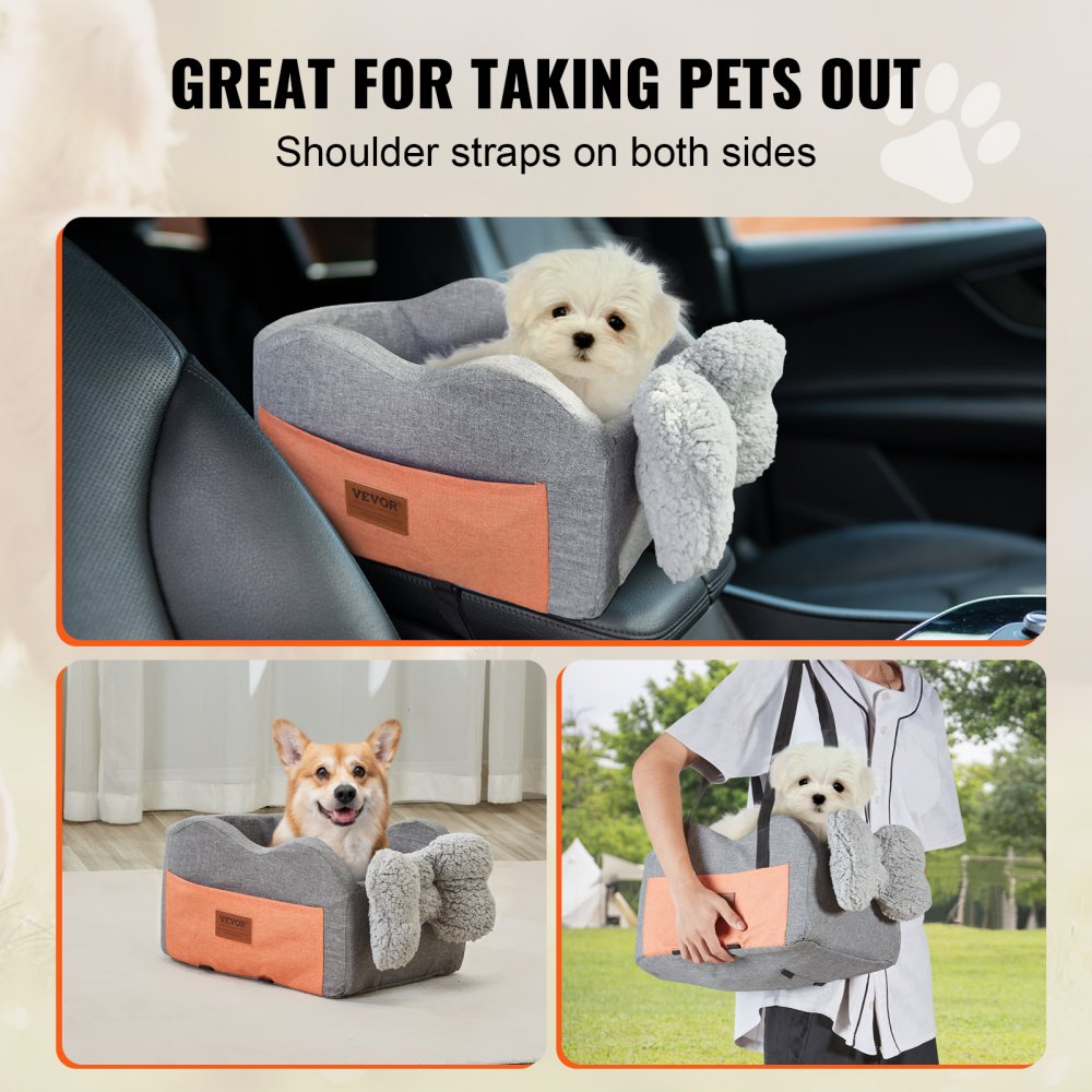 JBS-PCS-005-DARK GRAY - Waterproof Center Console Dog Car Seat for Small Pets