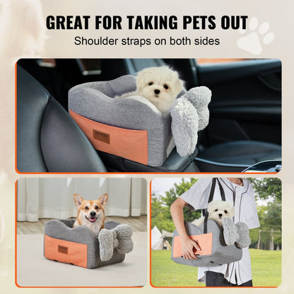 JBS-PCS-005-DARK GRAY - Waterproof Center Console Dog Car Seat for Small Pets