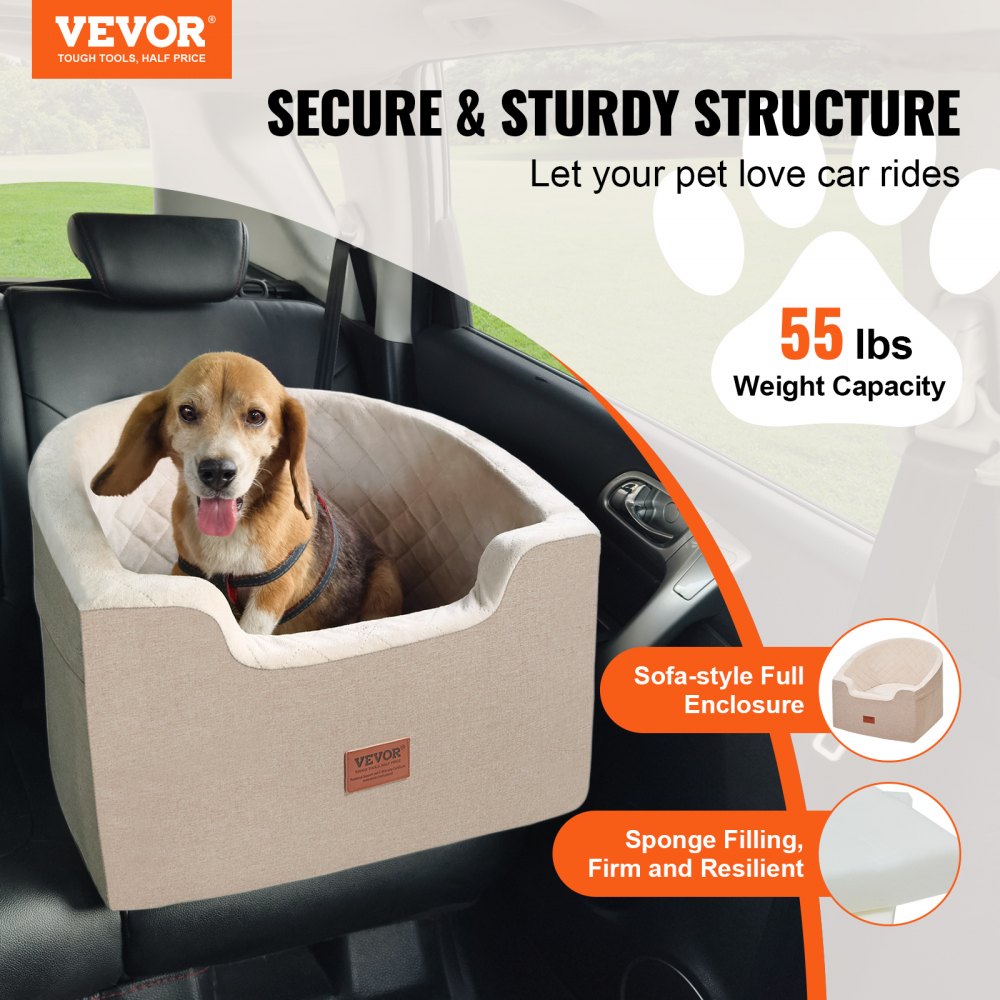 JBS-PCS-006-DARK BROWN - VEVOR Dog Booster Seat for Small Dogs, Easy Install