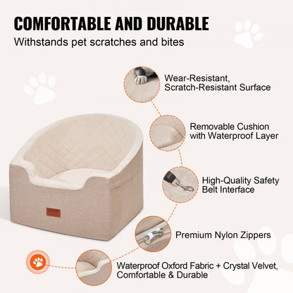 JBS-PCS-006-DARK BROWN - VEVOR Dog Booster Seat for Small Dogs, Easy Install